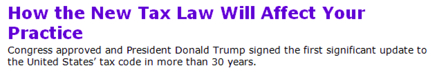 how the new tax law will affect your practice
